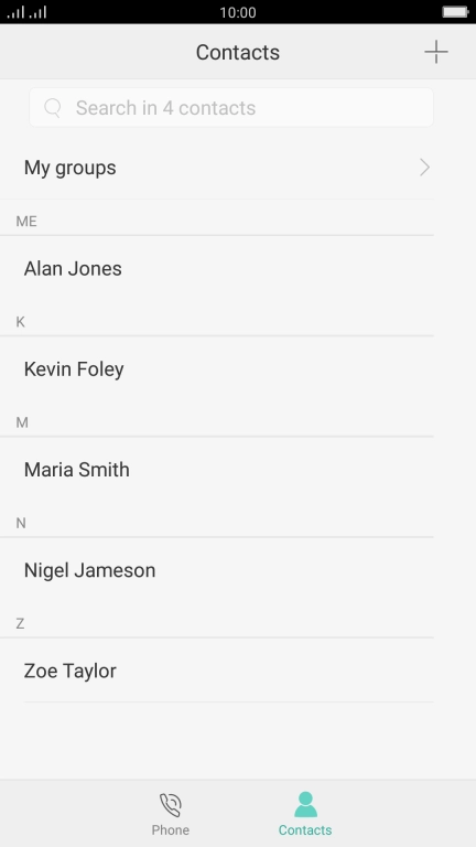 Press the required contact.