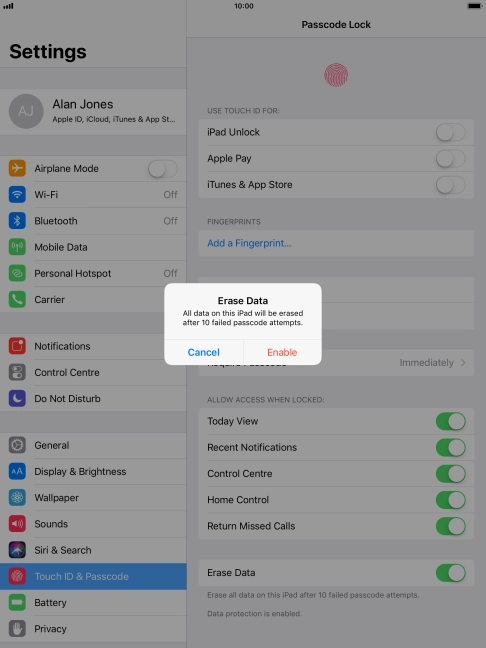 If you turn on the function, press Enable.