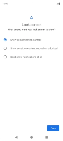 Press the required setting.