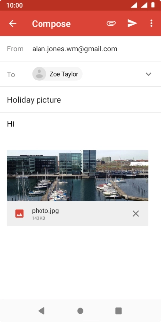 Press the send icon when you've finished your email message.