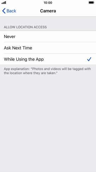 Press the required setting to turn the function on or off.