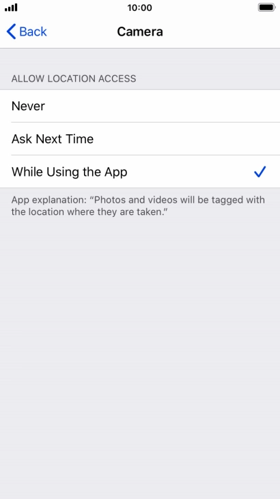 Press the required setting to turn the function on or off.