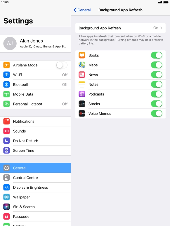 Press Background App Refresh.