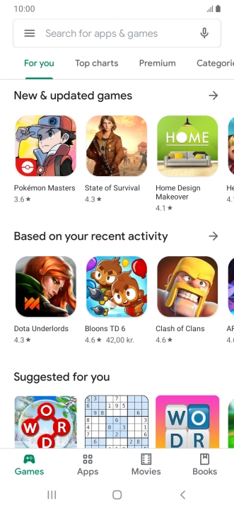 Press the search field.