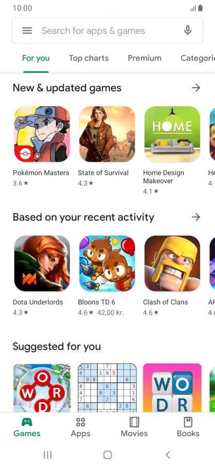 Press the search field.