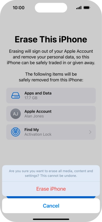 Press Erase iPhone.