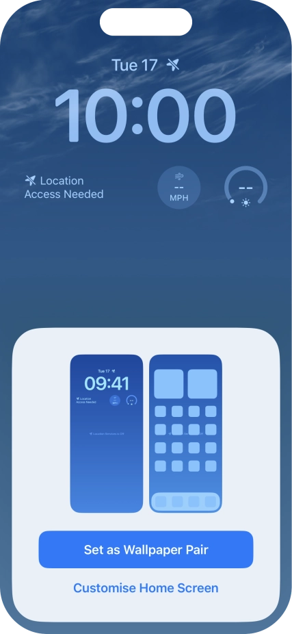 To use the same colour theme on the home screen, press Set as Wallpaper Pair.