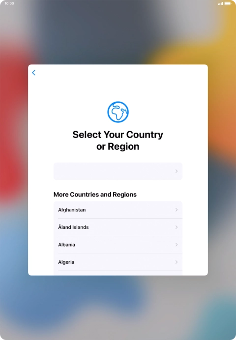 Press the required country or area.