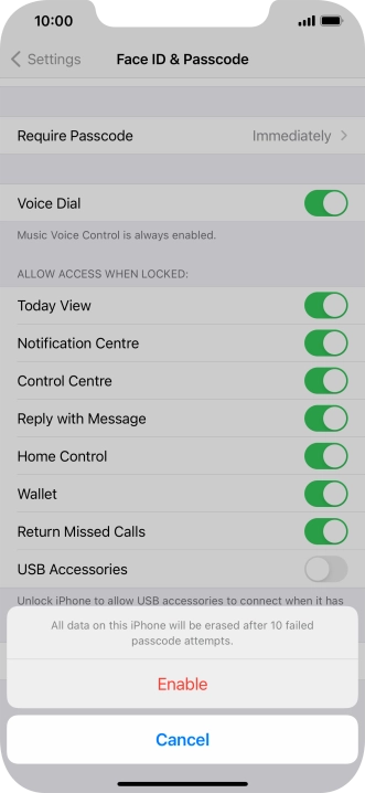 If you turn on the function, press Enable.