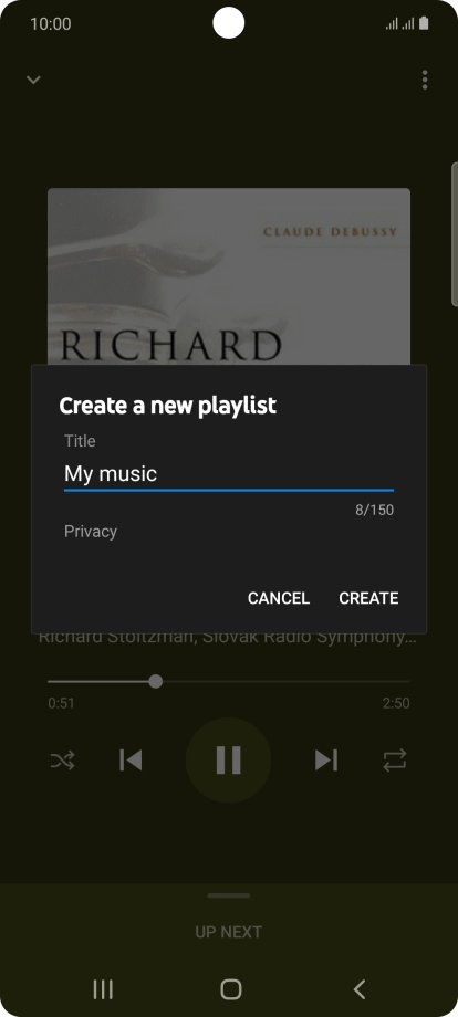 Key in a name for the playlist and press CREATE.