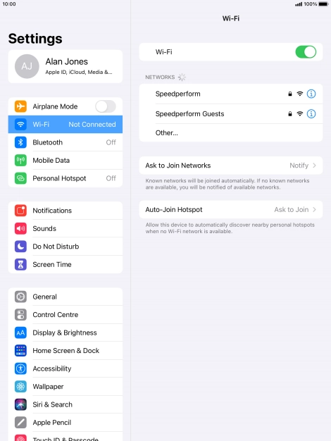 Press the required Wi-Fi network and key in the password for the Wi-Fi network.