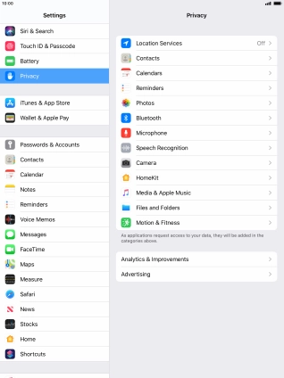 Press Location Services.