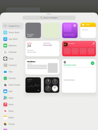 Press the required widget.