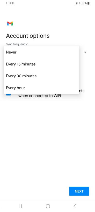 Press the required setting.