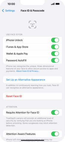 Press the indicators next to the required settings to turn them on or off.
