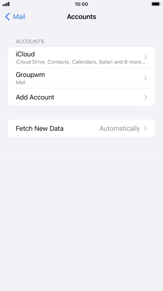 Press the name of the email account you've just set up.