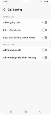 Press the required setting to turn the function on or off.