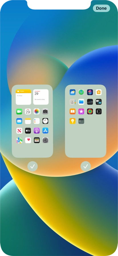 Press the fields below the required home screens to select or deselect them.