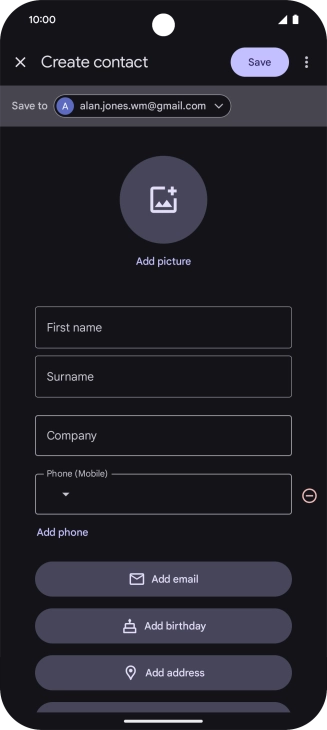 Press the address book drop down list.