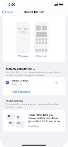 Press Add Schedule and follow the instructions on the screen to select settings for automatic activation of Do Not Disturb.