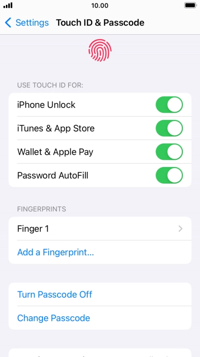 Press the indicators next to the required settings to turn them on or off.