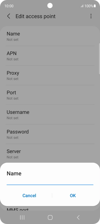 Key in Vodafone Internet and press OK.