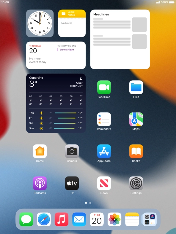 When your tablet is turned on, you can always see the battery power level. The larger the coloured section of the battery icon, the more remaining battery power.