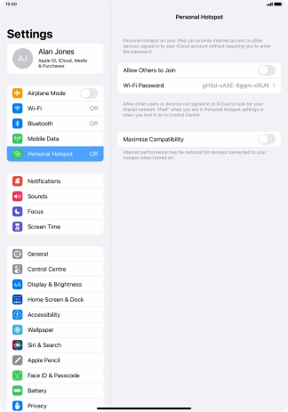 Press Wi-Fi Password and key in the required password.
