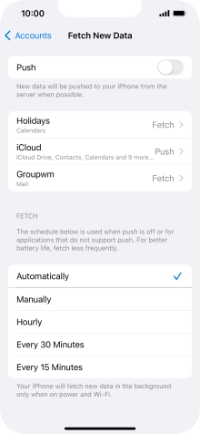 If you turn off the function, press the required setting.