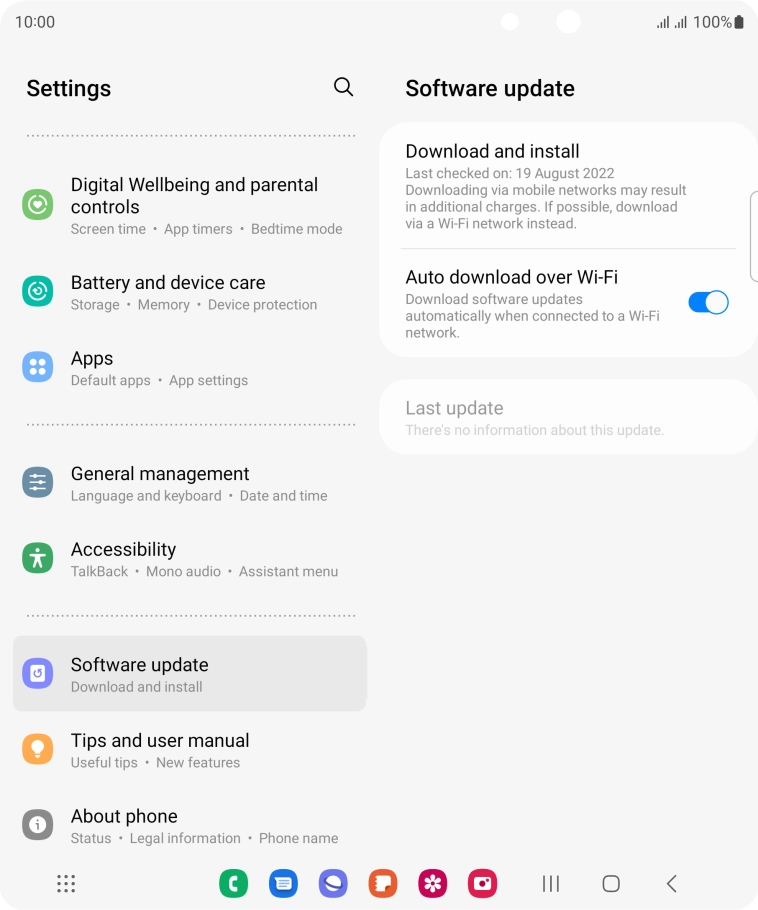 Press Download and install. If a new software version is available, it's displayed. Follow the instructions on the screen to update the phone software.