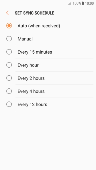 Press the required setting.