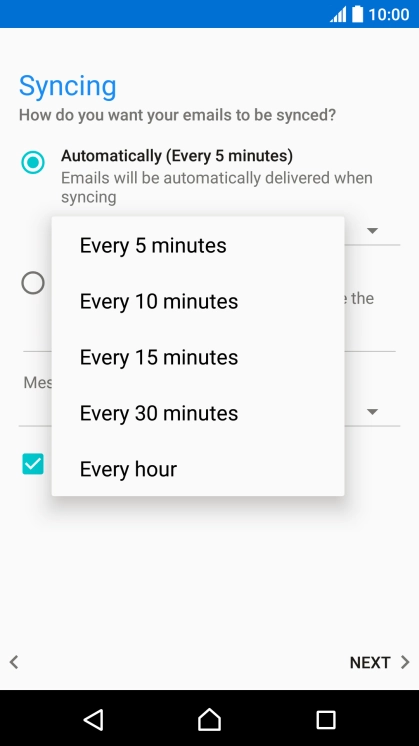 Press the required setting.