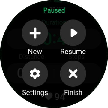 Press Finish to end an activity.