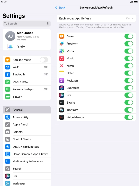 Press Background App Refresh.