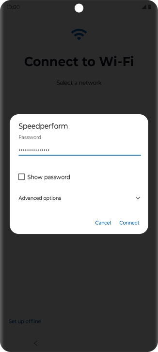 Key in the password for the Wi-Fi network and press Connect.