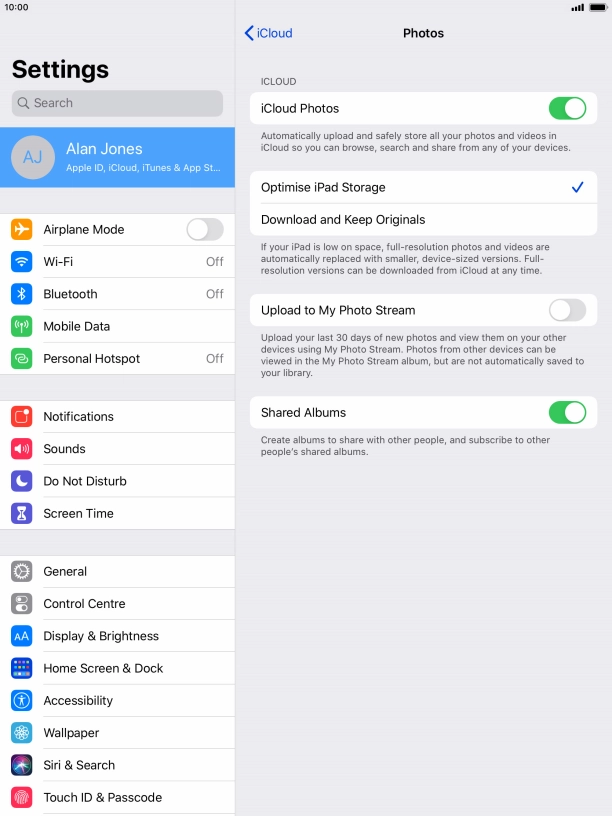 Press the indicator next to 