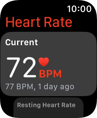 Your current heart rate is displayed below Current.