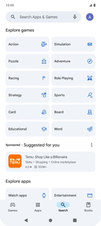 Press the search field.