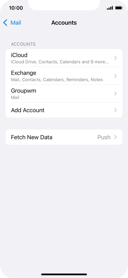 Press the name of the email account you've just set up.