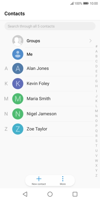 Press the required contact.