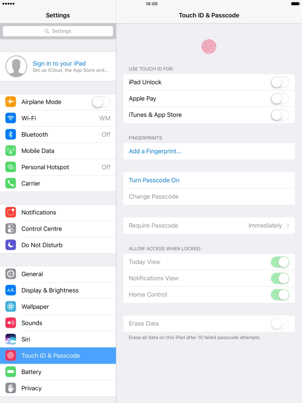 Press Add a Fingerprint... and follow the instructions on the screen to add your fingerprint.