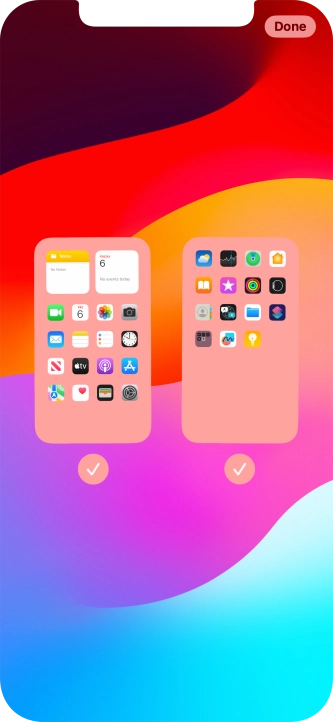 Press the fields below the required home screens to select or deselect them.