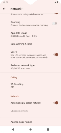 Press Preferred network type.