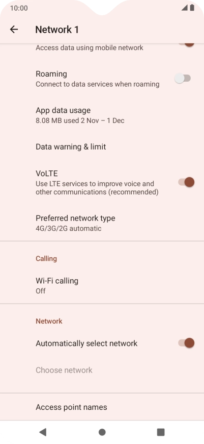 Press Preferred network type.