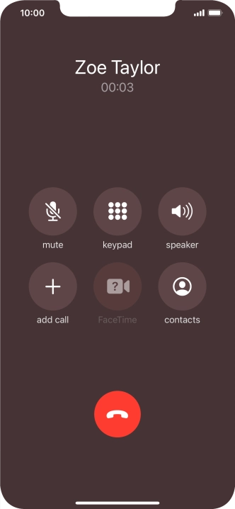 Press the end call icon to end the call.