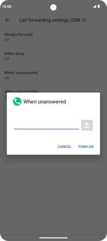 Key in +61414121121 and press TURN ON.