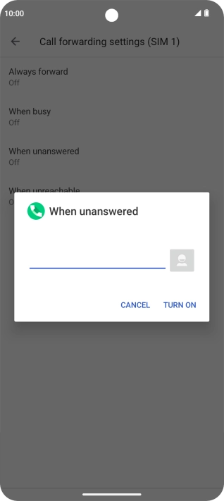 Key in +61414121121 and press TURN ON.