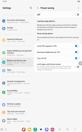 Press the indicators next to the required settings.