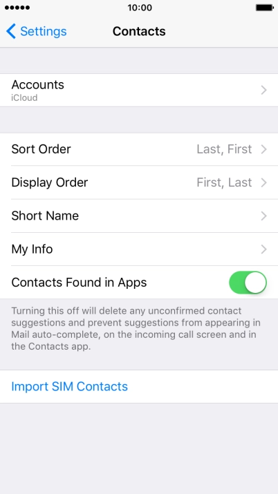 Press Import SIM Contacts.