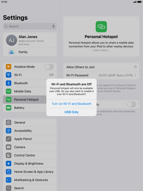 If Wi-Fi is turned off, press Turn on Wi-Fi and Bluetooth.